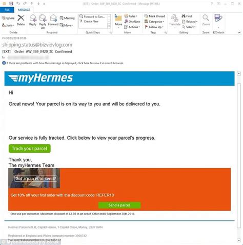 phishing email Hermes